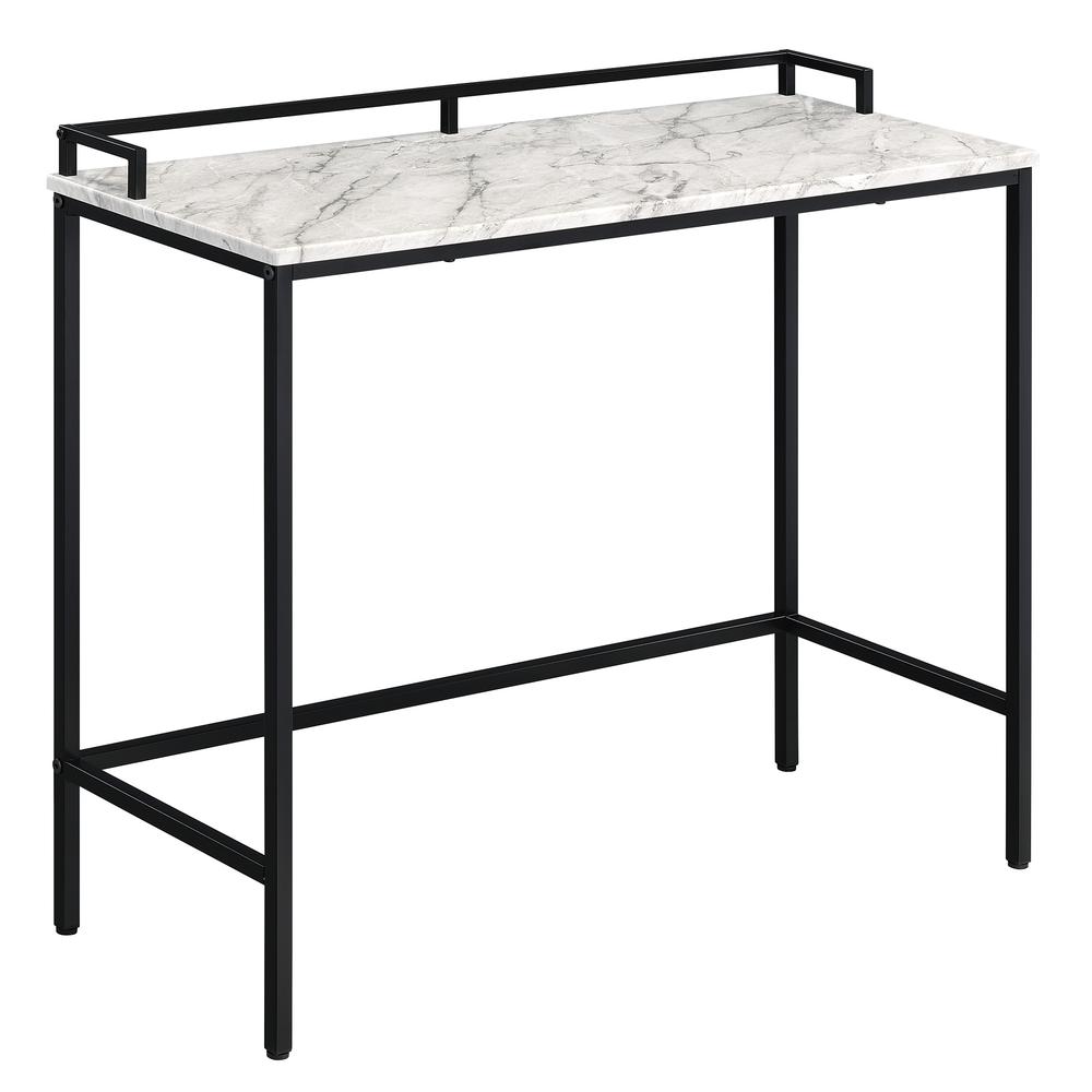 Brighton Console Table with Faux White Marble Top and Black Metal Frame