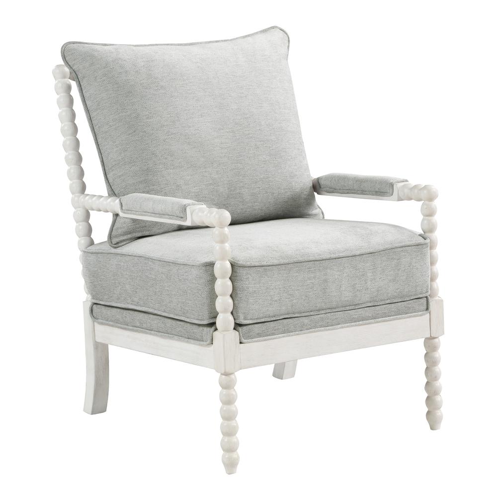 Kaylee Spindle Chair in Smoke Fabric with White Frame, KLE-H14