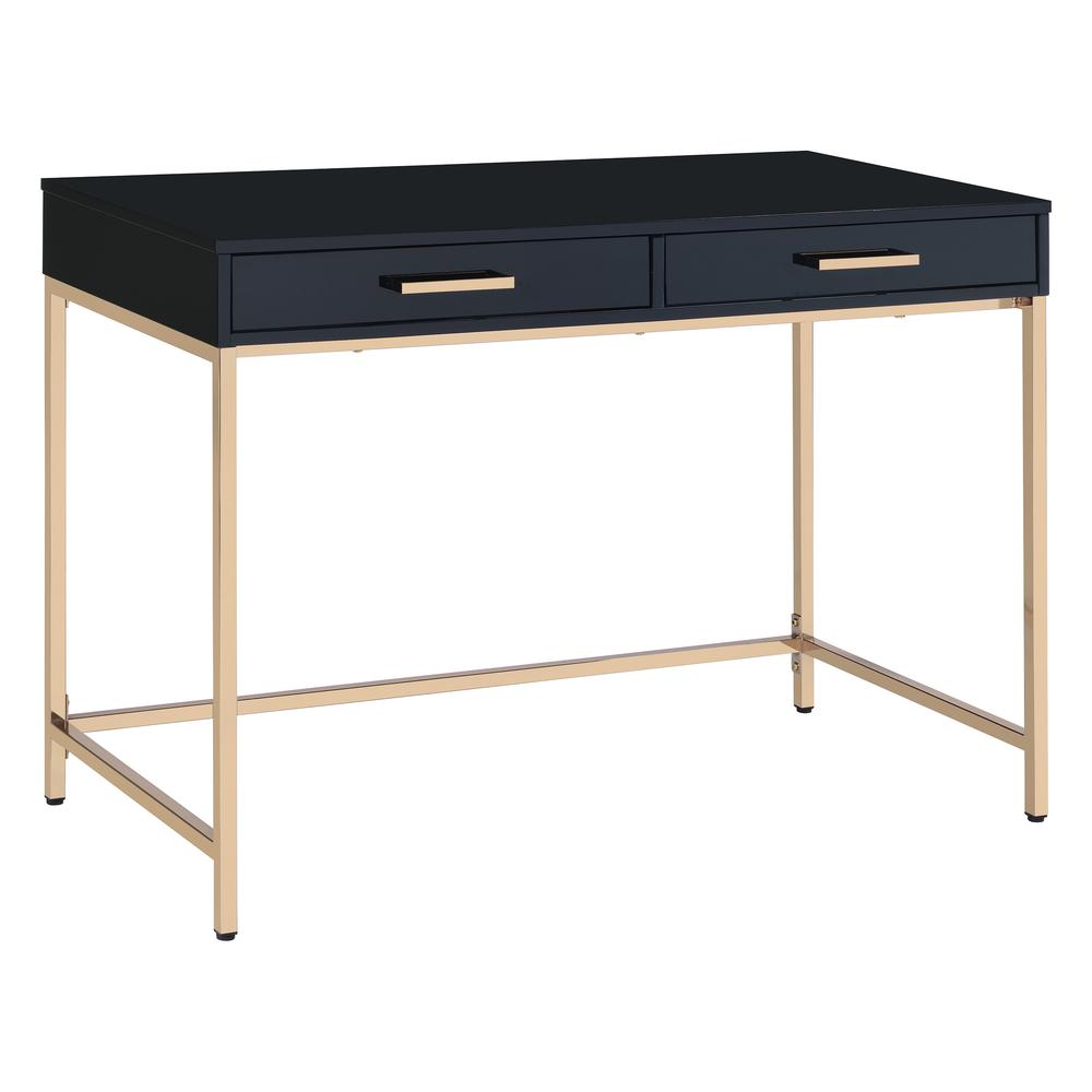 Alios Desk with Black Gloss Finish and Gold Frame, ALS43-BLK