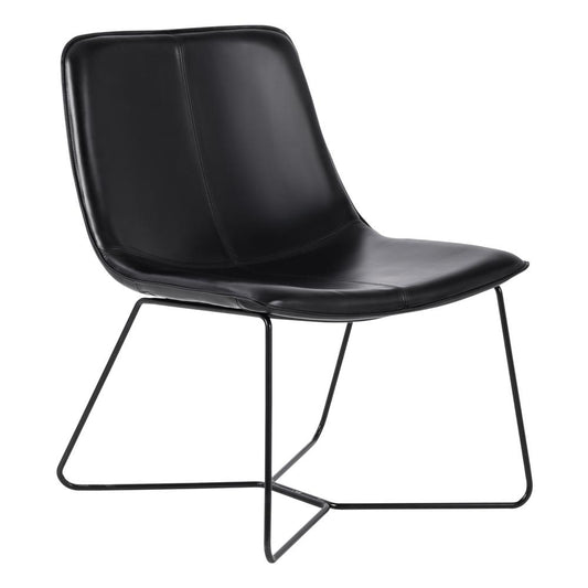 Grayson Accent Chair in Black Faux Leather and Black Base, GYSB-B18