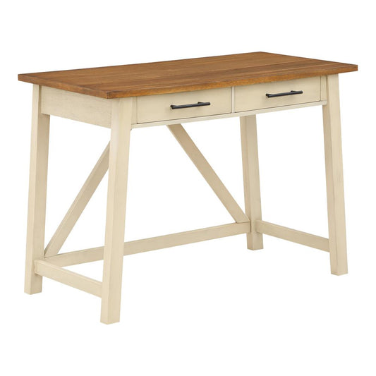 Milford Rustic Writing Desk w/ Drawers in Antique White Finish