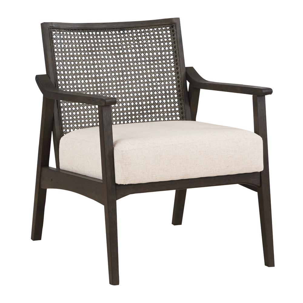 Lantana Cane Back Arm Chair in Linen Fabric with Coastal Wash