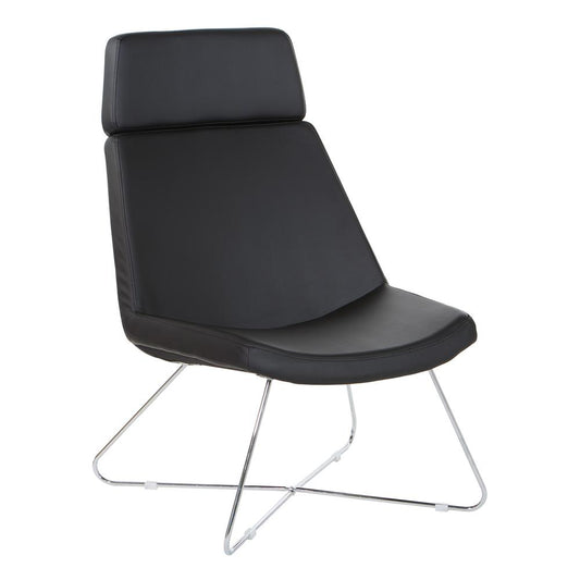 Geena Guest Chair in Dillon Black with Chrome Sled Base, GNA50400-R107