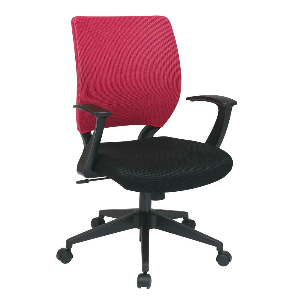 Screen Back Task Chair with "T" Arms in Fun Colors Pink fabric, EM51022N-261