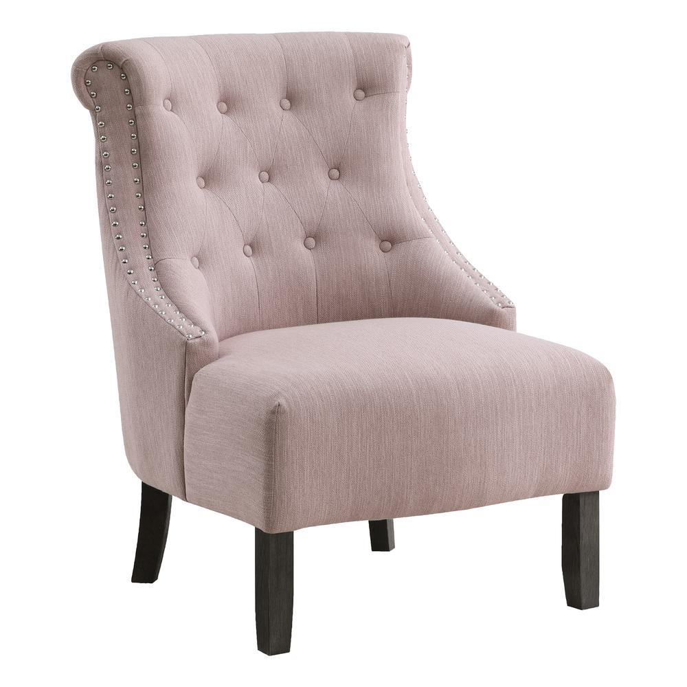 Evelyn Tufted Chair in Blush Fabric with Grey Wash Legs, SB586-B85