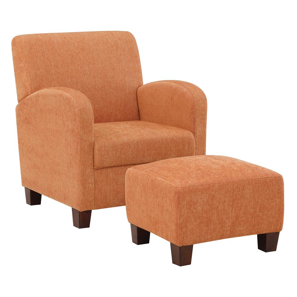 Aiden Chair & Ottoman Herringbone Orange with Medium Espresso Legs, ADN-H22