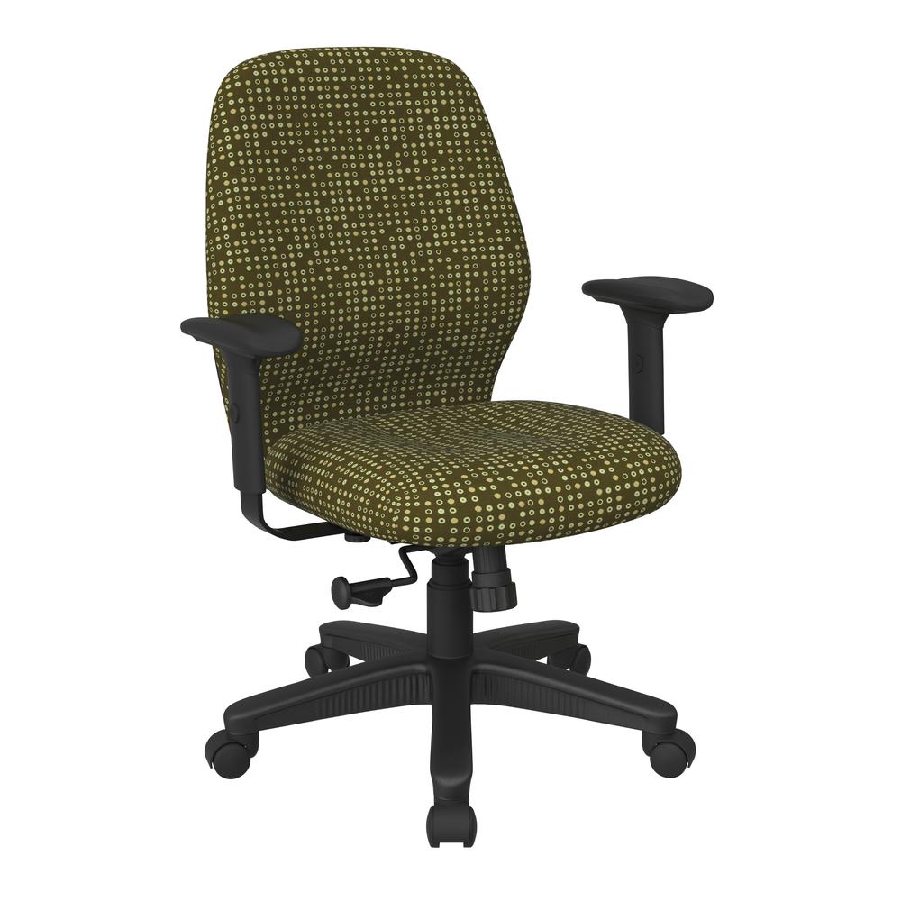 Mid Back 2-to-1 synchro Tilt Chair with 2 -Way Adjustable Soft padded Arms in Fine Tune Herb fabric, 3121-K103