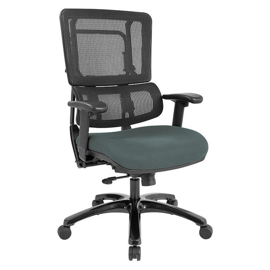 Vertical Black Mesh Back Chair with Shiny Black Base and Custom Fabric Seat, 99663B-2M