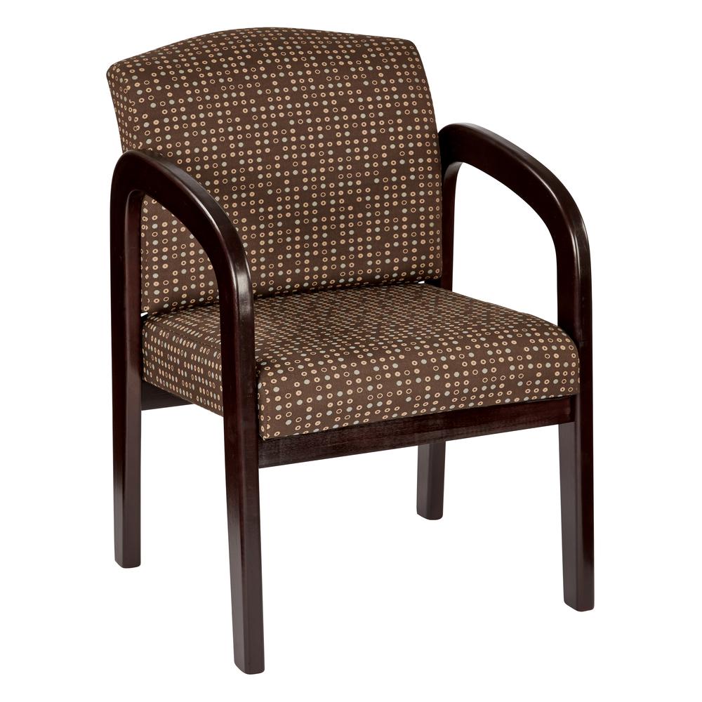 Fabric Mahogany Finish Wood Visitor Chair, WD383-K104