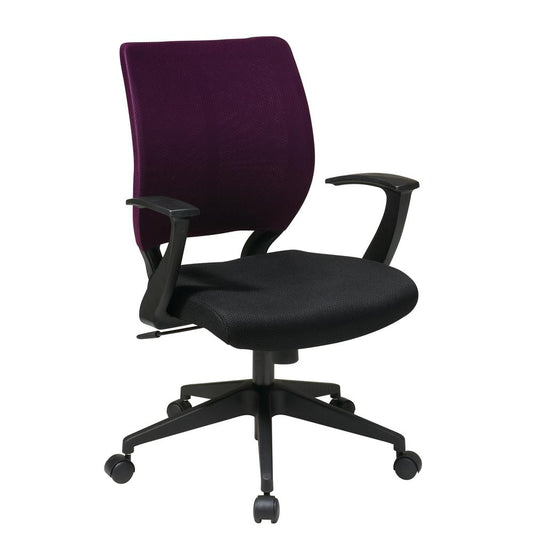 Screen Back Task Chair with "T" Arms in Fun Colors Purple fabric, EM51022N-512