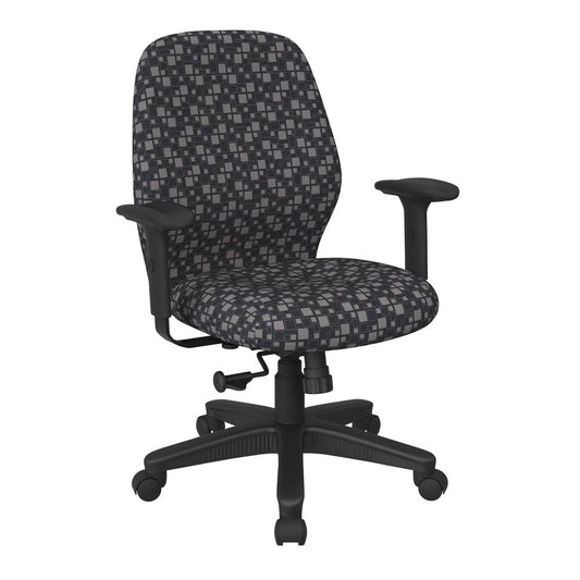 Mid Back 2-to-1 synchro Tilt Chair with 2 -Way Adjustable Soft padded Arms in City Park Steely fabric, 3121-K108