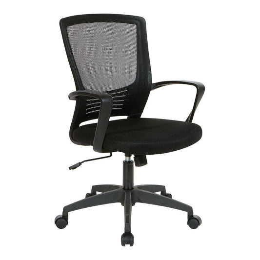 Screen Back Task Chair with Dual Wheel Carpet Casters with Black Mesh Seat, EM60927-3M