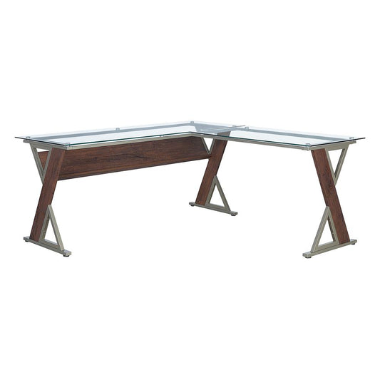 Zenos L-Shape Desk in Traditional Cherry