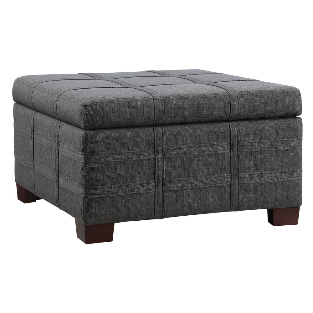 Detour Strap Square Storage Ottoman in Charcoal Fabric, DTR3030S-K26