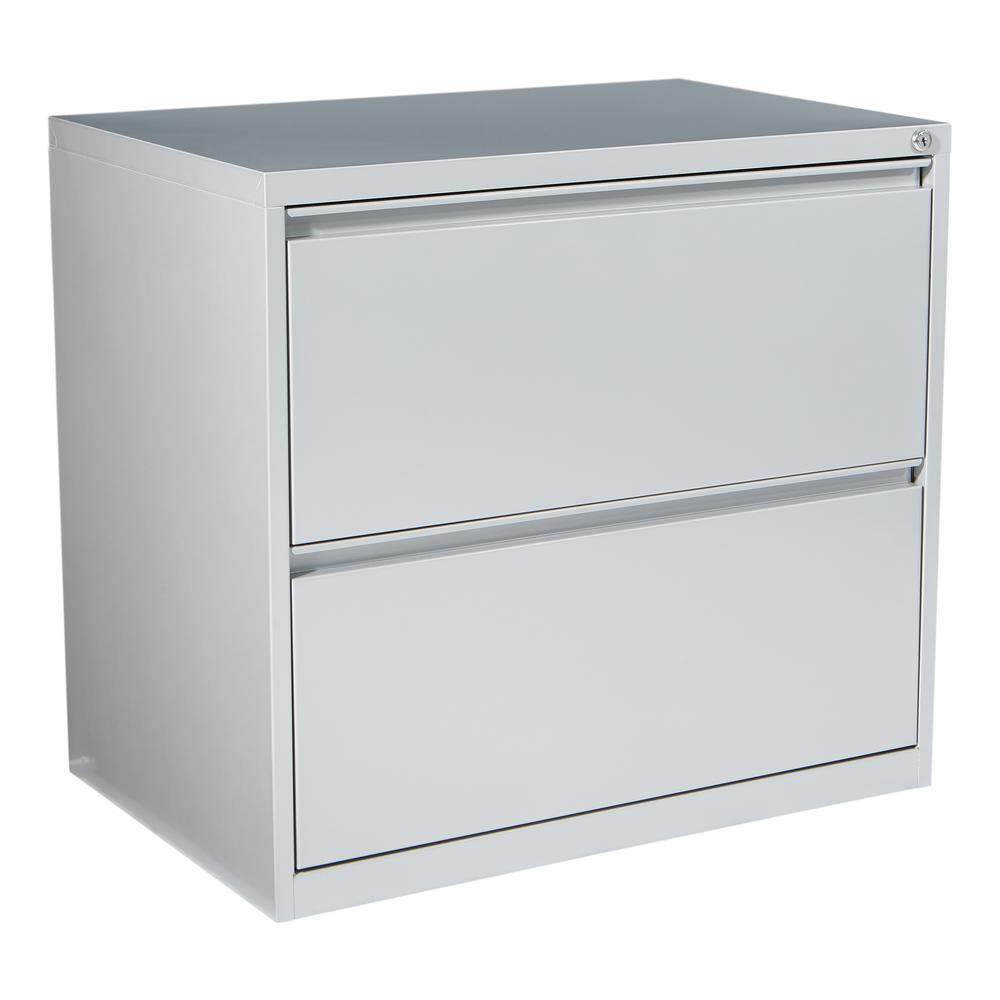 30" Wide 2 Drawer Lateral File With Core-Removable Lock & Adjustable Glides in Silver, LF230-SV