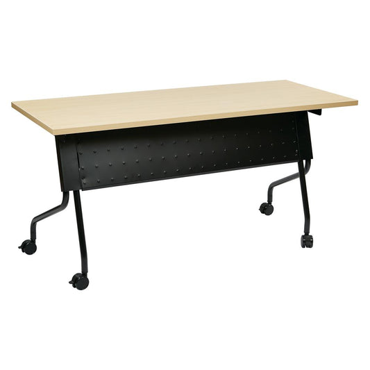 Training Table 5' 60 X 24 Maple Top Black Frame Kd, 84225BP