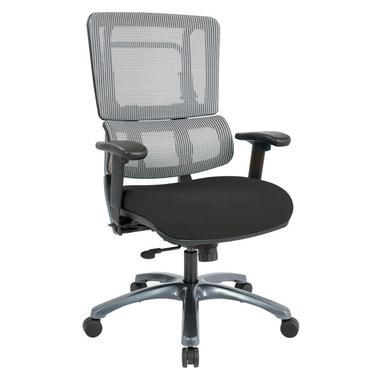 Vertical Grey Mesh Back Chair with Titanium Base and Custom Fabric Seat, 99667T-3M