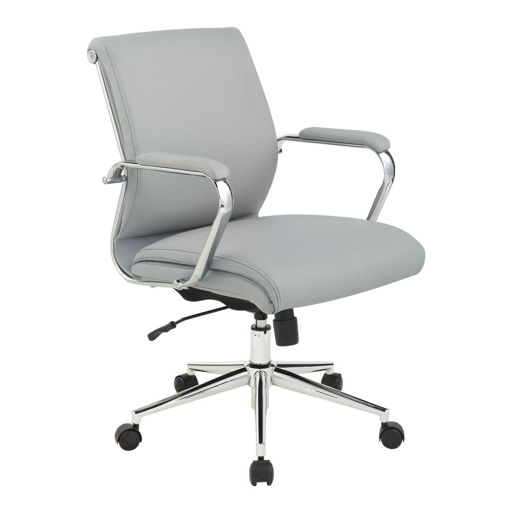 Mid Back Manager's Chair with Dillon Steel Antimicrobial Fabric and Chrome Base