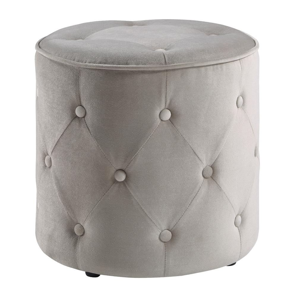 Curves Tufted Round Ottoman in Khaki Fabric, CVS905-V23