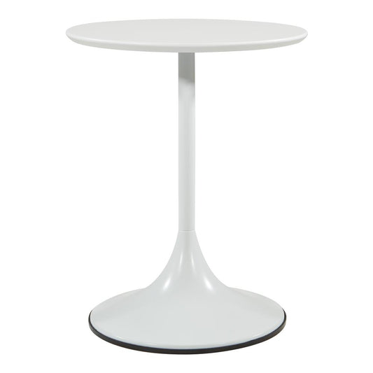 Flower Side Table with White Top and White Base, FLWA9300-WHT