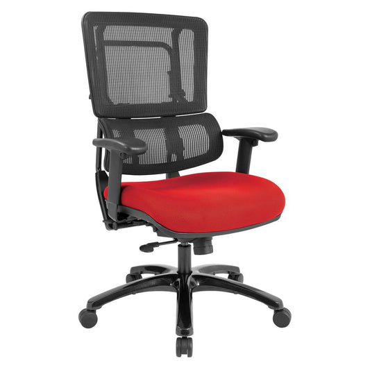 Vertical Black Mesh Back Chair with Shiny Black Base and Custom Fabric Seat, 99663B-9