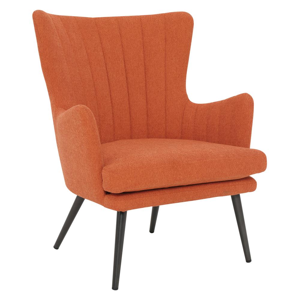 Jenson Accent Chair with Orange Fabric and Grey Legs, JEN-919