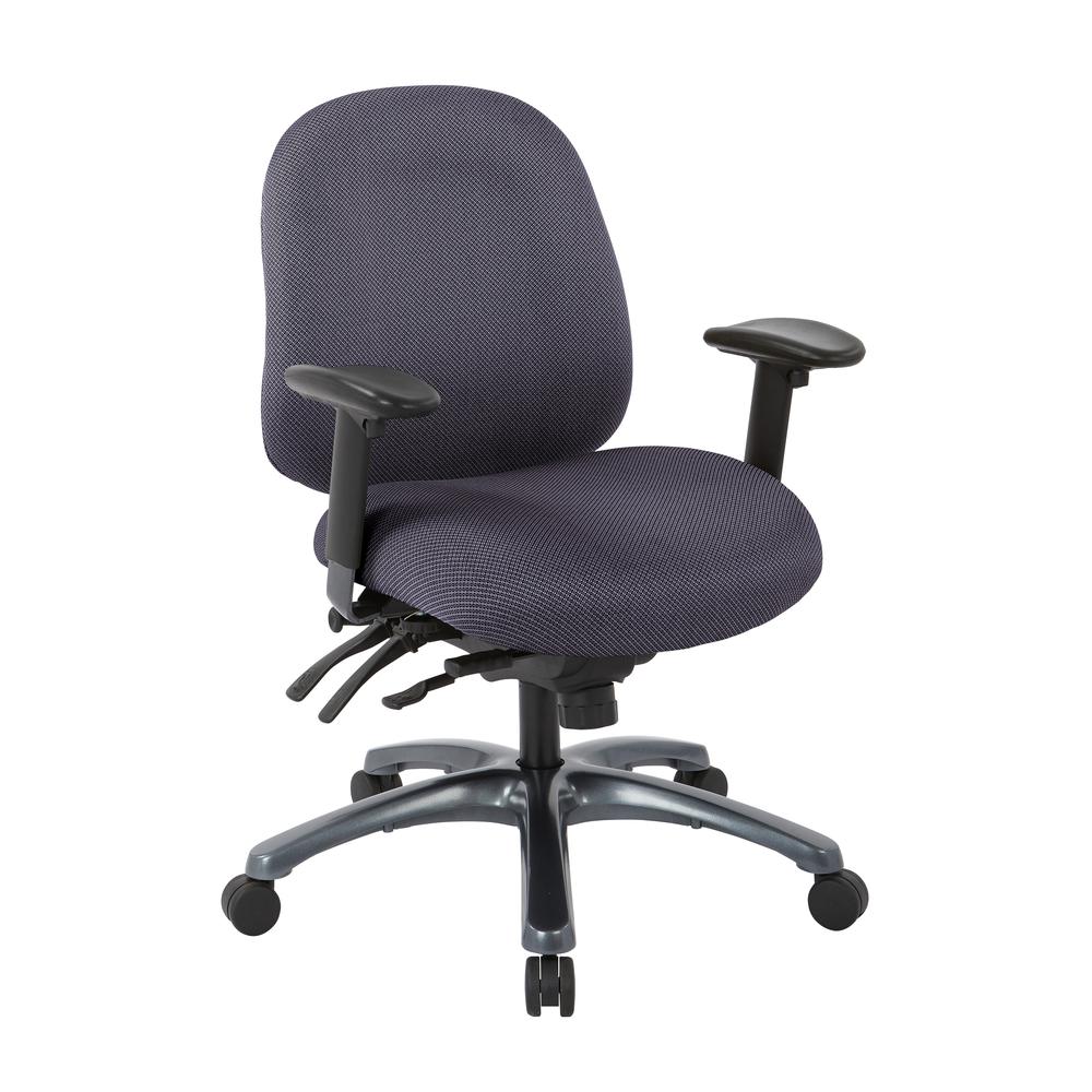 Multi-Function Mid Back Chair with Seat Slider and Titanium Finish Base in Diamond Jet, 8512-297