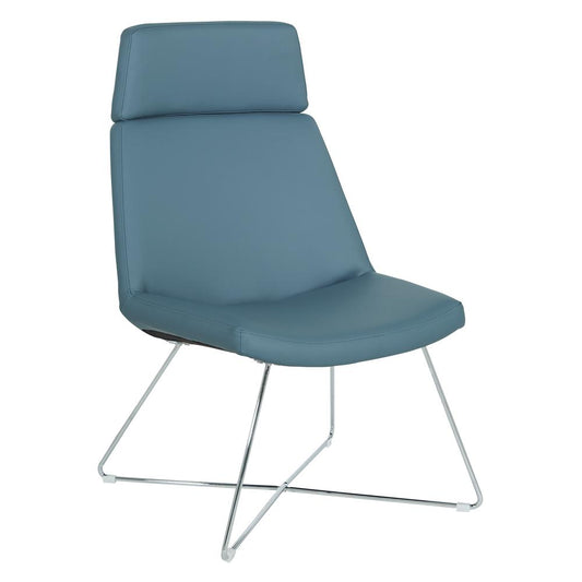 Geena Guest Chair in Dillon Blue with Chrome Sled Base, GNA50400-R105