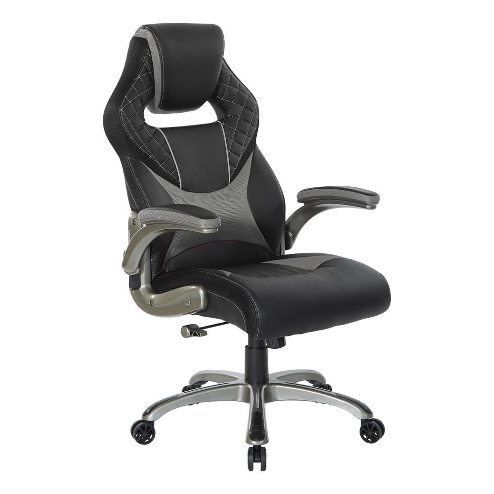 Oversite Gaming Chair in Faux Leather with Grey Accents, OVR25-GRY