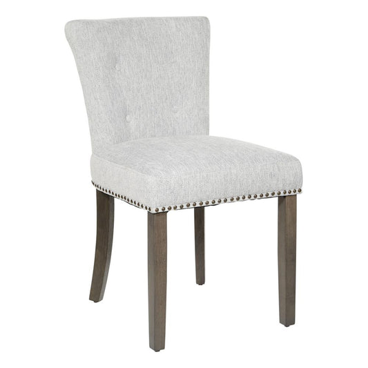 Kendal Dining¬†Chair in Smoke Fabric with Nailhead Detail and Solid Wood Legs, KNDG-H14