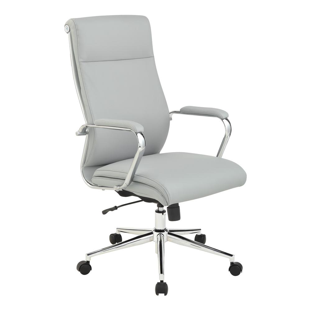 High Back Manager's Chair with Dillon Steel Antimicrobial Fabric and Chrome Base