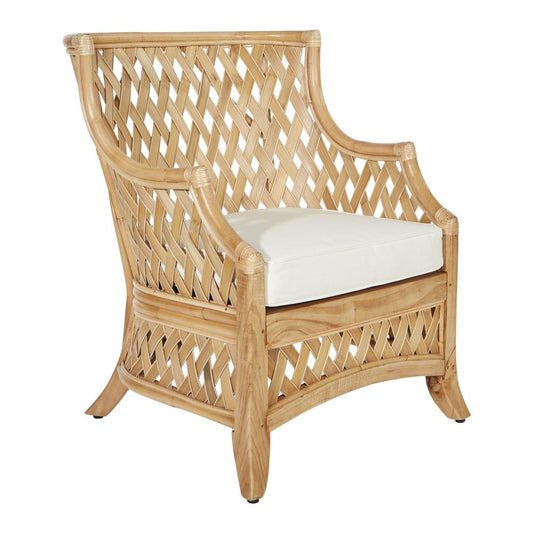 Kona Chair with Cream Cushion and Natural Stained Rattan Frame, KNA-NAT