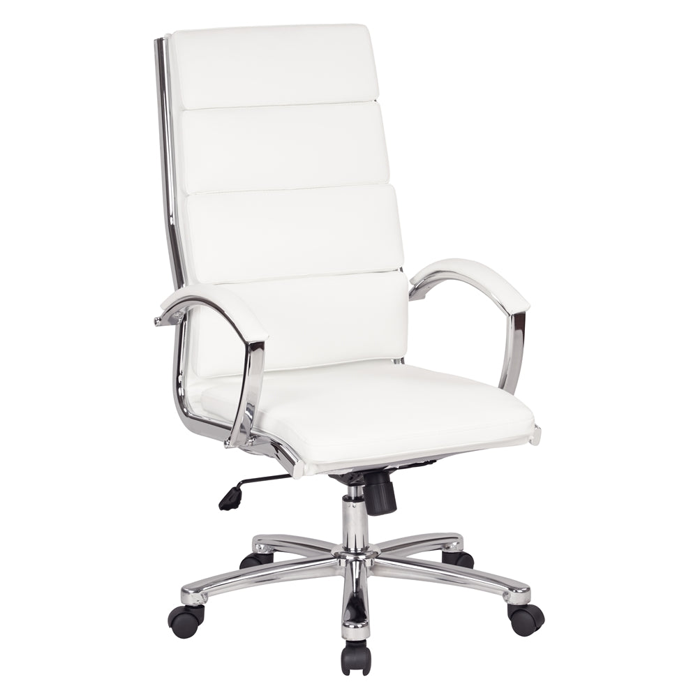 High Back Executive White Faux Leather Chair