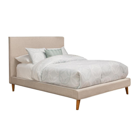 Britney Queen Upholstered Platform Bed, Light Grey Linen