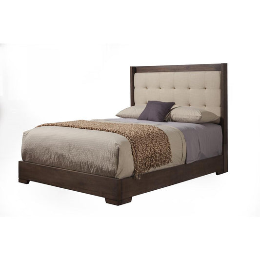 Savannah Tufted Upholstered Queen Bed, Pecan