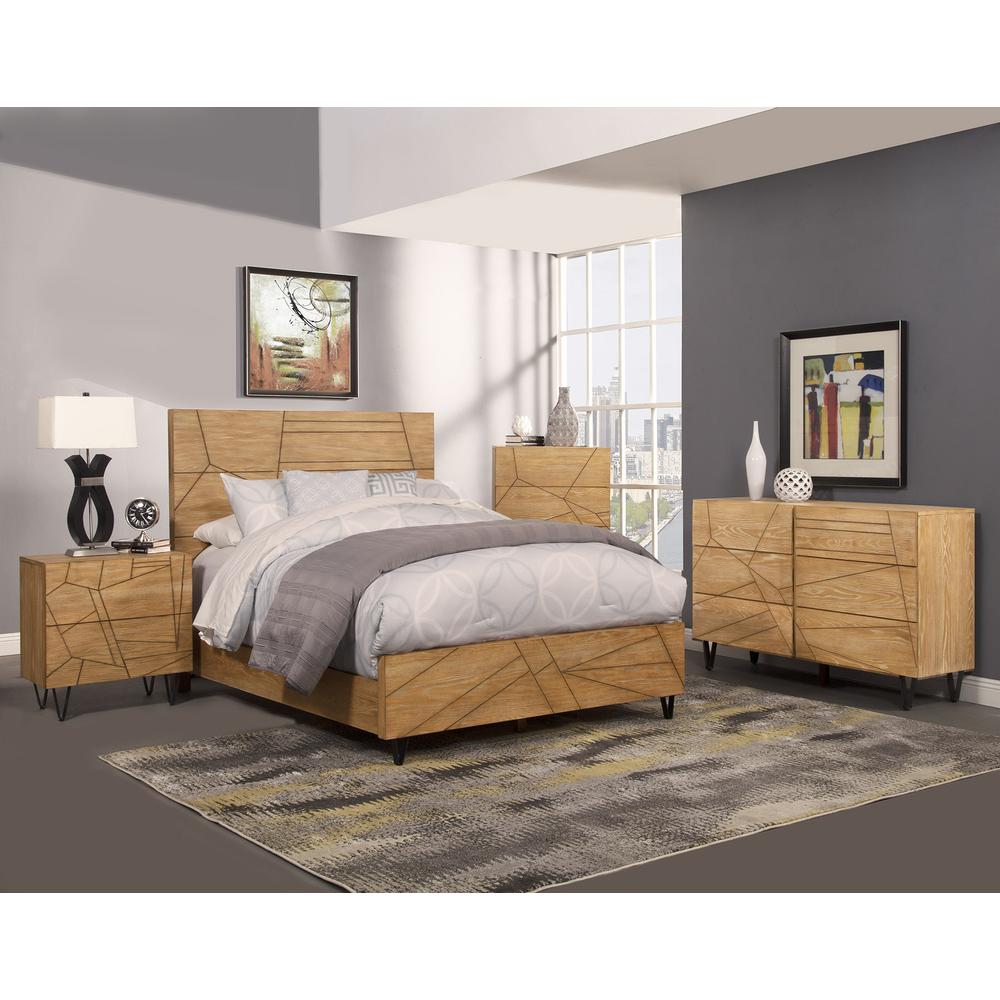 Trapezoid Full Size Headboard Only, Cerused Wheat