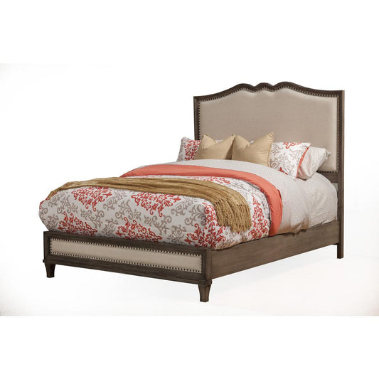 Charleston Queen Panel Bed w/Upholstered Head & Footboard, Antique Grey