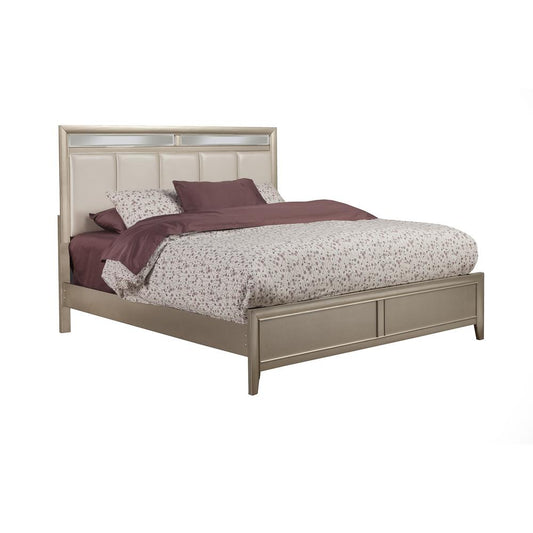 Silver Dreams Queen Panel Bed w/Upholstered Headboard, Silver