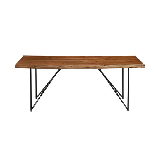 Live Edge Solid Wood Dining Table, Light Walnut