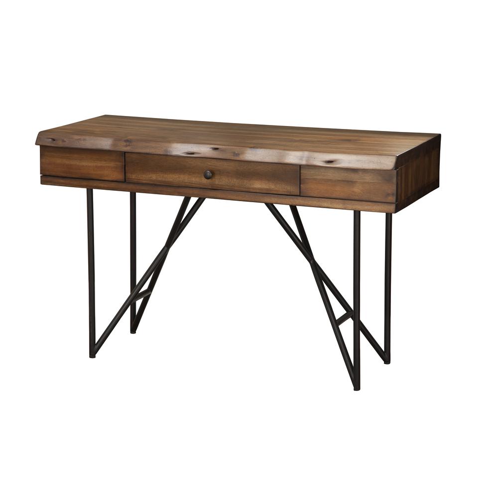 Live Edge 1 Drawer Writing Desk, Light Walnut