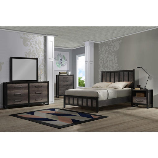 Monarch California King Bed, Grey/Black