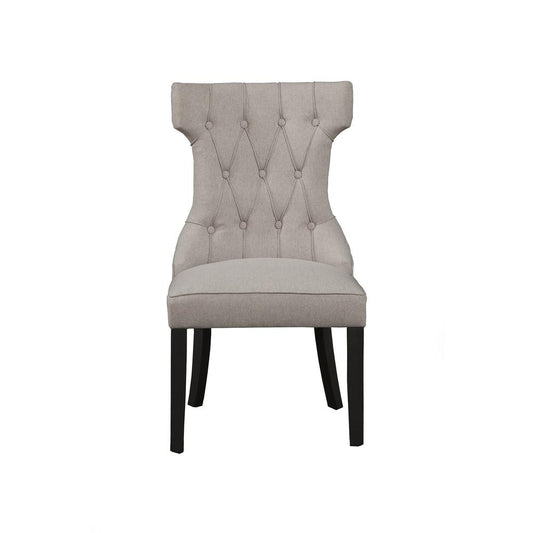 Manchester Set of 2 Upholstered Side Chairs, Light Grey/Black