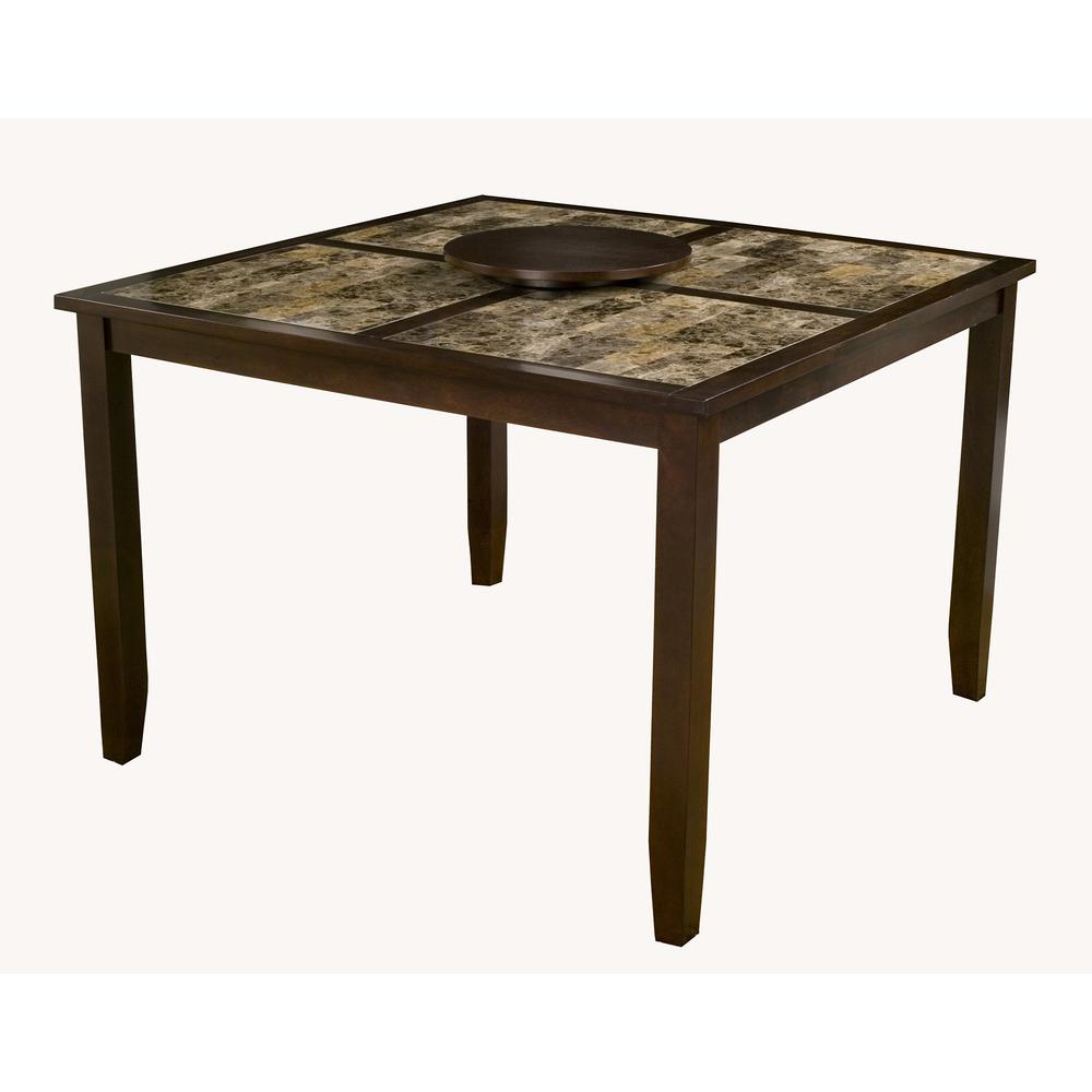 Capitola Faux Marble Large Pub Table w/ Removable 18" Lazy Susan, Espresso