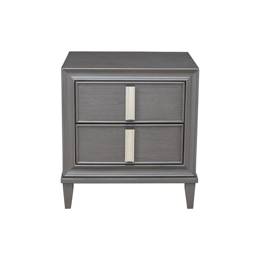 Lorraine 2 Drawer Nightstand, Dark Grey