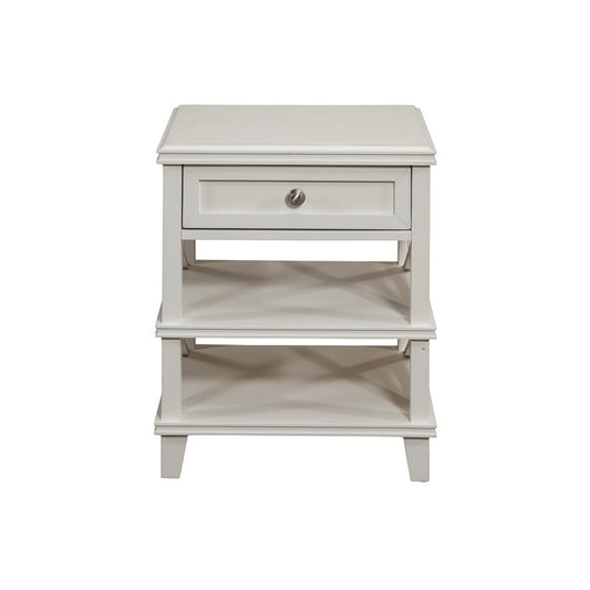 Potter 1 Drawer Nightstand w/Shelves, White