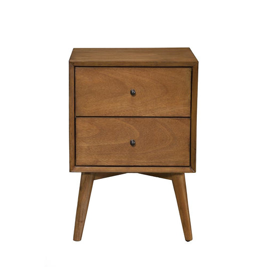 Flynn Mid Century Modern 2 Drawer Nightstand, Acorn