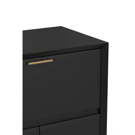 Flynn Large Bar Cabinet w/Drop Down Tray, Black