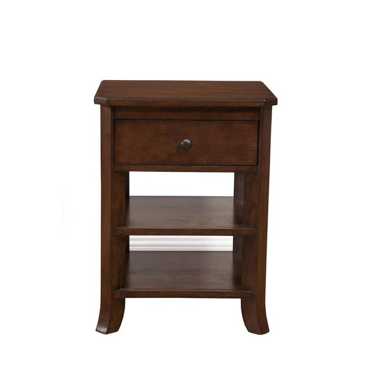 Baker 1 Drawer Nightstand w/2 Shelves, Mahogany