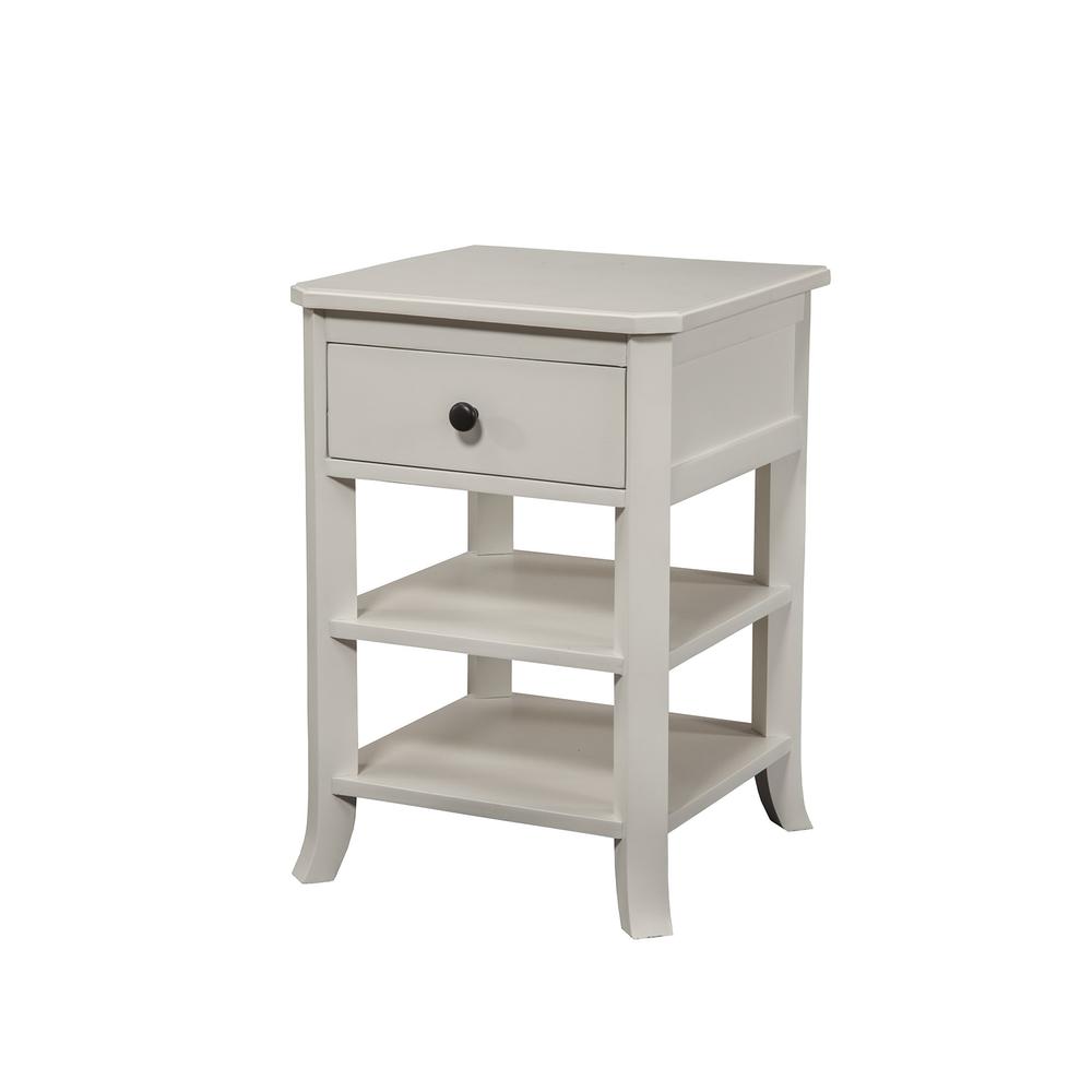 Baker 1 Drawer Nightstand w/2 Shelves, White