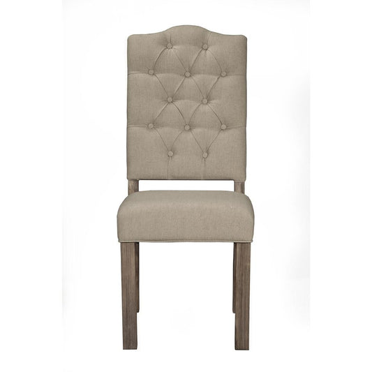 Fiji Set of 2 Tufted Upholstered Chairs, Weathered Grey